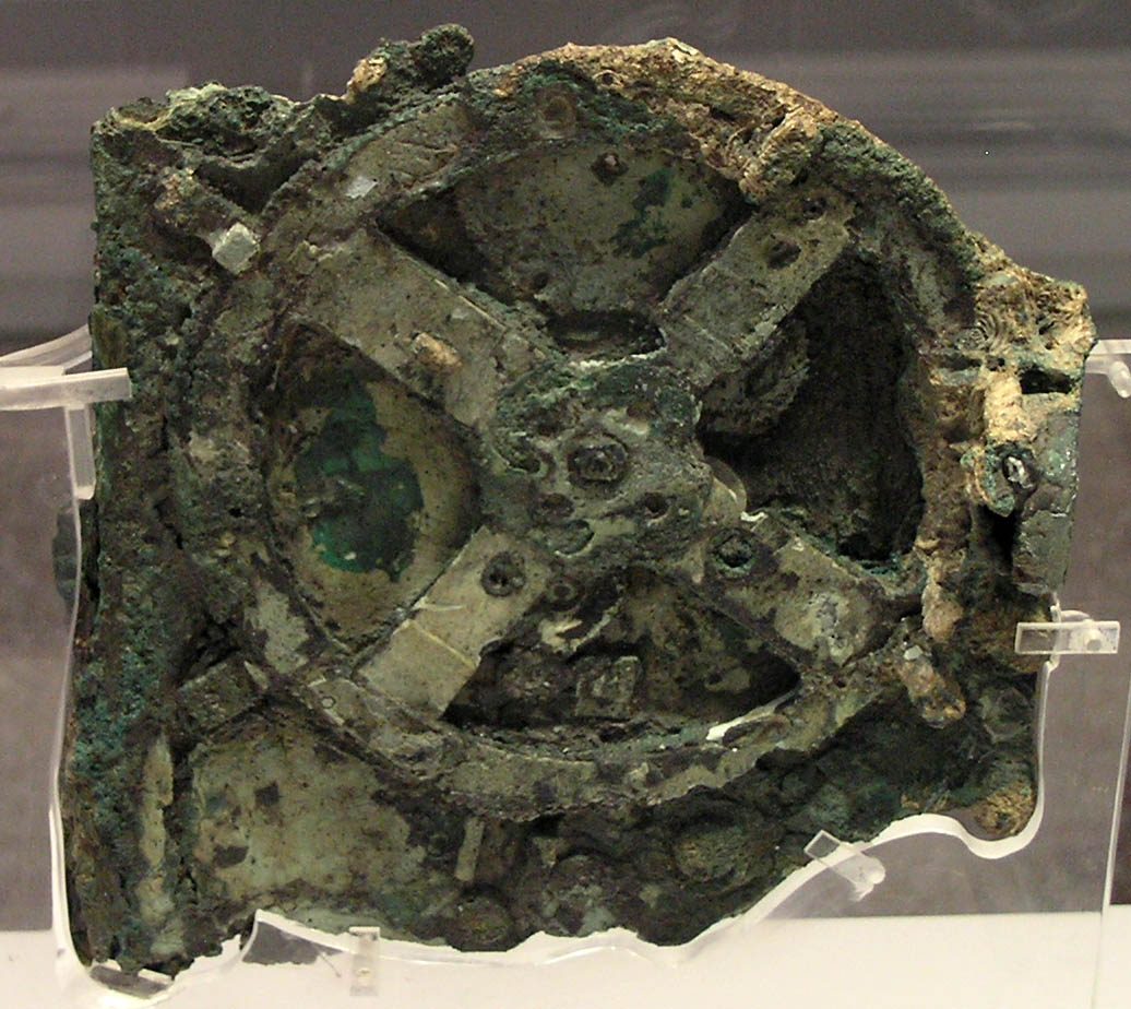 Detail of the Antikythera mechanism gear train recovered from the shipwreck